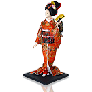 Boneca Gueixa 30cm - Vermelha Leque (RN6002)