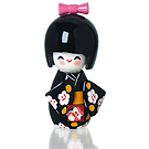 Boneca Kokeshi Pequena - (Preta)