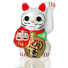 Maneki-nekô com Daruma - Altura 14cm (DC-14)