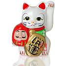 Maneki-nekô com Daruma - Altura 20cm (DC-22)
