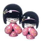 Par de Bonecas Kokeshi - Cor Rosa