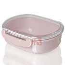 Pote c/ Tampa Transparente Natural Lunch (Rosa) - 480ml