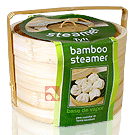Base de Bambu p/ Cozimento a Vapor (2 Vasilhas) - 24cm Diâmetro