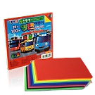 (AA80Y104) Papel de Origami 15  x 15 cm - 100 folhas  20 Cores Lisas - Dupla Face Colorido