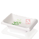 Pires p/ Shoyu Branco Retangular - Estampa Bambu
